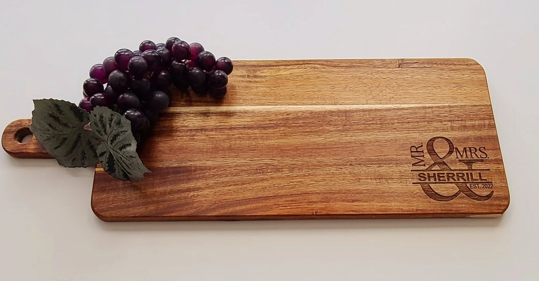 Personalized Acacia Wood Cutting Board - 