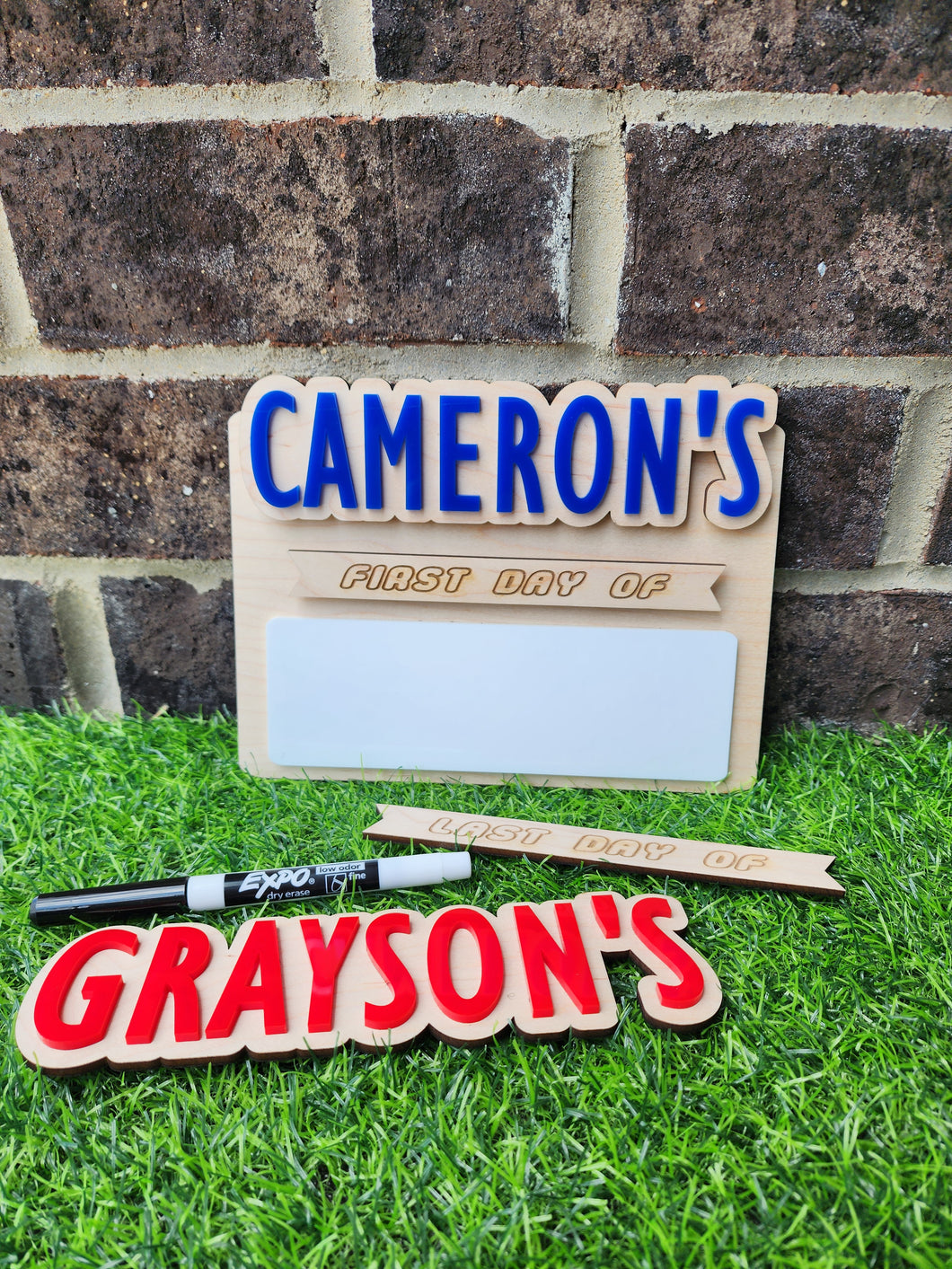 Interchangeable “First Day Of” & “Last Day Of” Sign – Custom Acrylic Name & Dry Erase Board