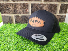 Load image into Gallery viewer, Personalized Snapback Hat with Custom Laser Engraved Leather Patch
