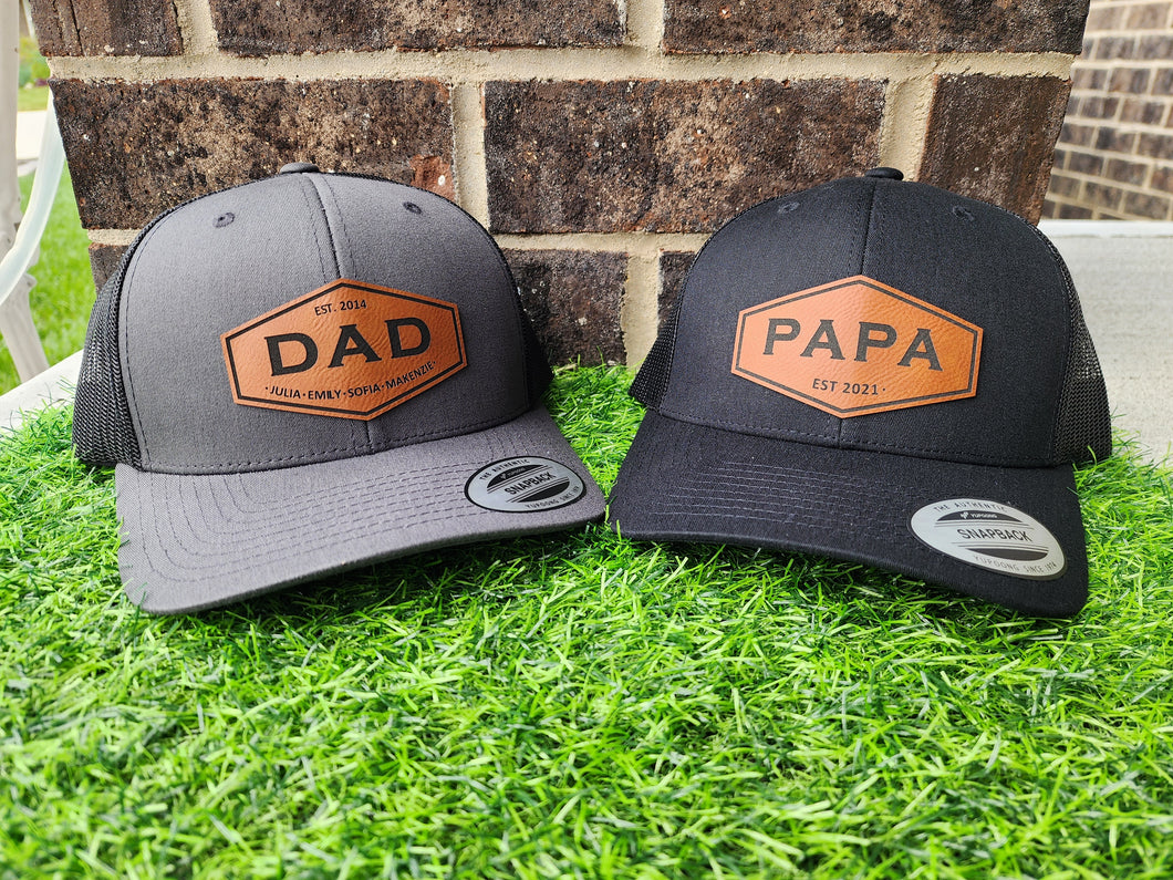 Personalized Snapback Hat with Custom Laser Engraved Leather Patch