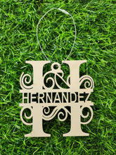 Load image into Gallery viewer, Personalized Wood Laser-Cut Monogram Ornament
